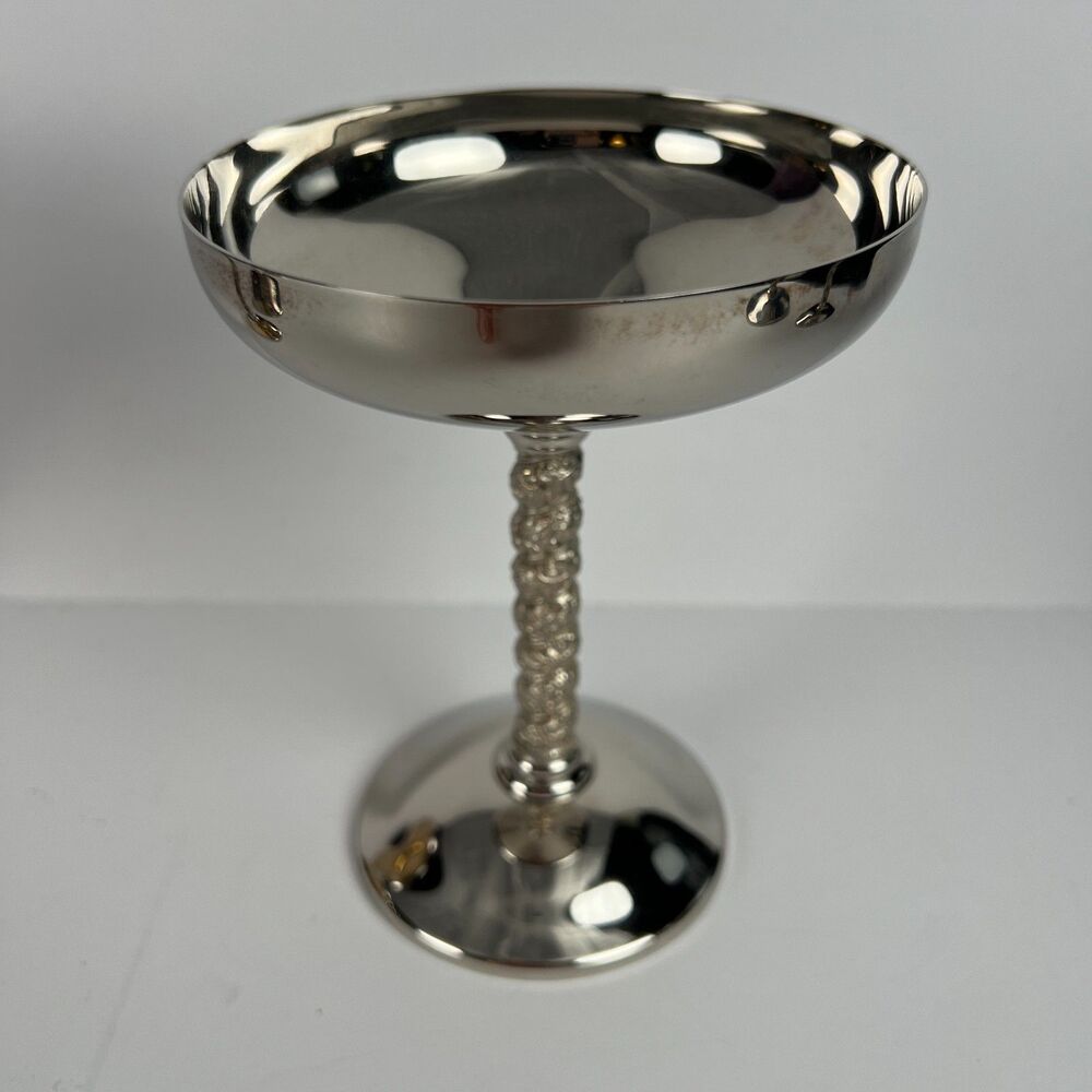 Vtg Roma SL Madrid Spain EP SS Silver Plate Champagne Coupe Set 6 Grape Stem - Picture 8 of 15